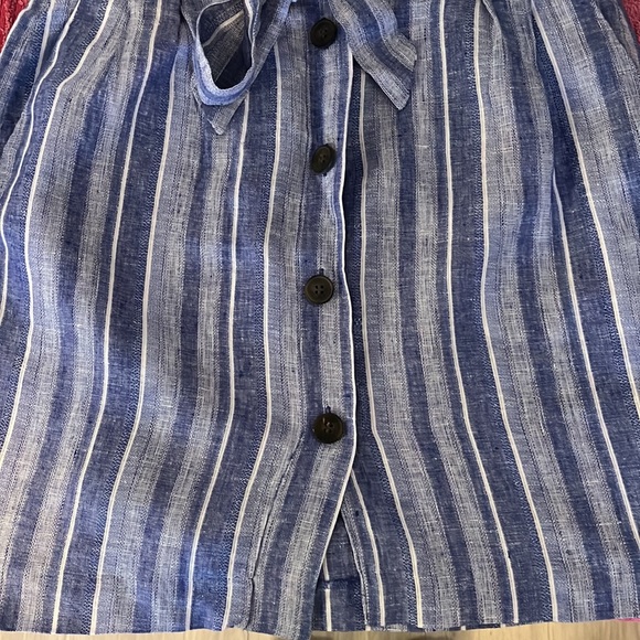 Linen blend blue striped skirt. - Picture 4 of 10